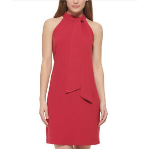 Vince Camuto Bow Neck Halter Dress Raspberry Size 16